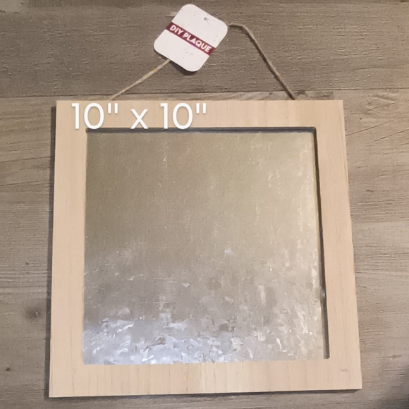 DIY Wood Framed Galvanized Metal Blank Sign Plaque 10"x10" Farmhouse Wall Decor - Picture 2 of 3